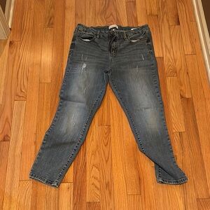 Blue Skinny Jeans with Modern Distressing
